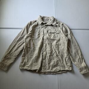 Flint And Tinder Shirt Mens Large Beige Cotton Classic Fit Button Front Workwear